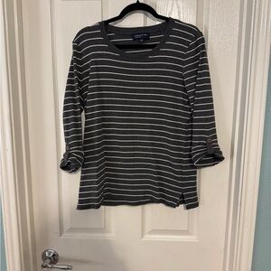 Jones New York Black and White Striped Top